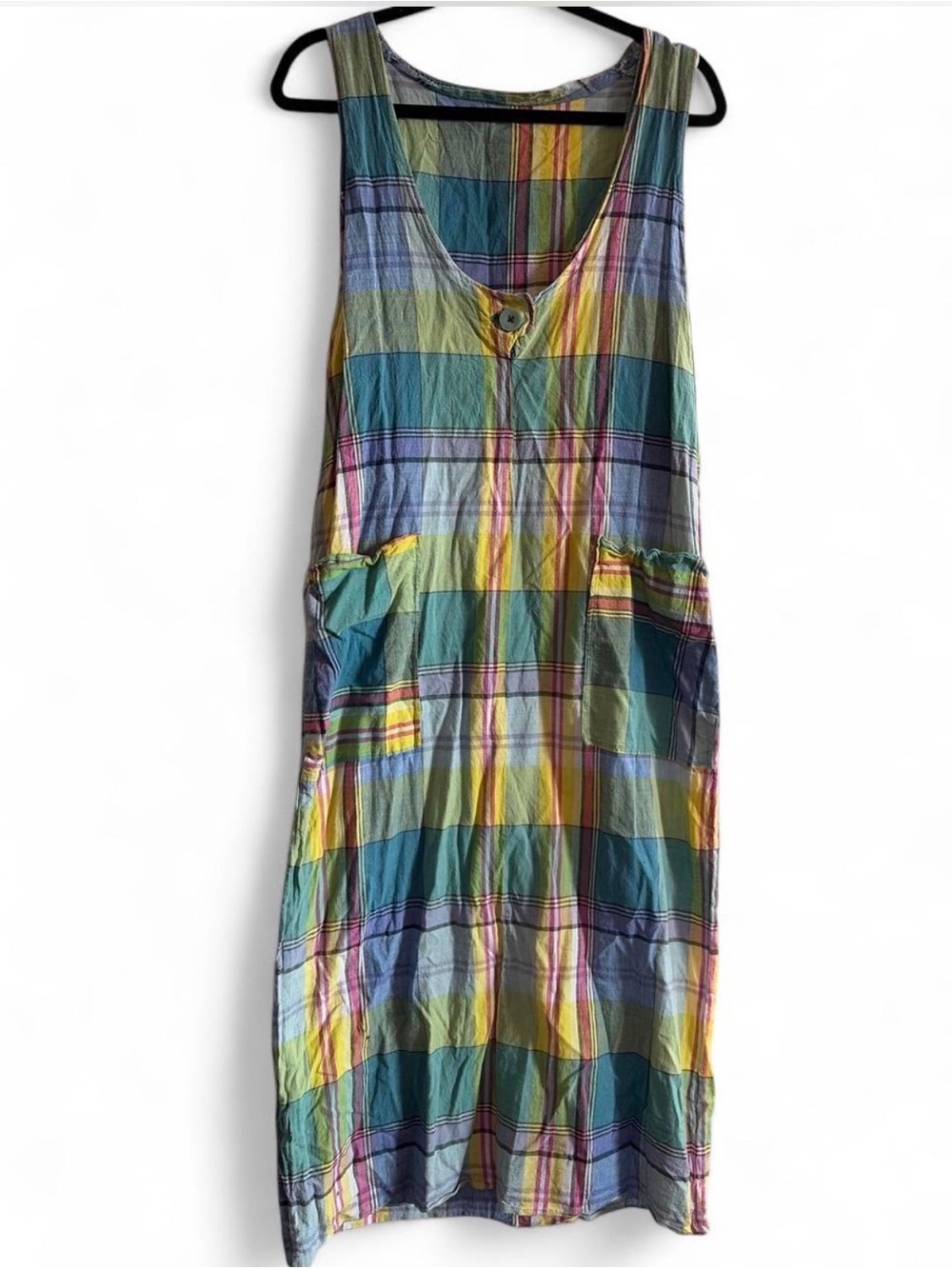 Vintage Plaid Sleeveless Patchwork Cotton Dress